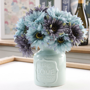 Cawell buena calidad al por mayor 7 cabezas paquete blanco Margarita artificial gerbera <span class=keywords><strong>ramo</strong></span> de flores toque real gerbera flor en florero - Product Image 4