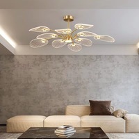 Lustre LED Postmoderne Minimaliste pour Salon, Grand Luminaire Chaleureux pour Salle à Manger, Lustre de Plafond de Luxe