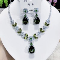 Parure de bijoux de mode pour banquet, collier et boucles d'oreilles en strass pour mariage et bal de promo, accessoires de mariée, ensemble collier en zircon pour femme
