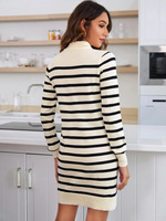 Robe en tricot longue à rayures de loisirs européens américains pour dames bureau Viscose A-ligne Simple mode printemps longue naturelle