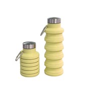 Bouteille d'eau en silicone de 500 ml avec mousqueton, sans BPA, bouteille d'eau extensible, bouteille d'eau de sport portable pour les voyages et le camping