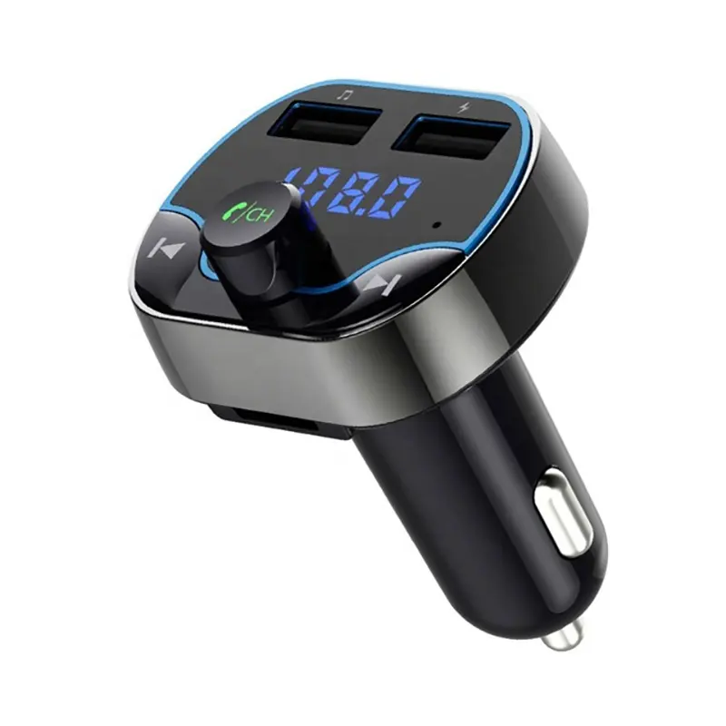 AGETUNR T24 BT 4.2 Car Kit U disk/micro SDCard Dual USB Charger Handsfree Stereo FM Transmitter MP3 Audio Player- Black