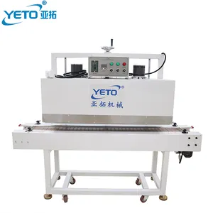 YETO Industrial Automatic Tunnel type infrared electric heating top food bottle neck POF film shrinking wrapping packing machine