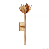 Applique Murale Rétro Française Alberto, Fleur de Lotus Dorée, pour Chambre, Chevet, Couloir, Décoration Murale