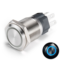Bouton poussoir métallique étanche IP65 19 mm AC 220V, interrupteur marche/arrêt personnalisable avec indicateur LED