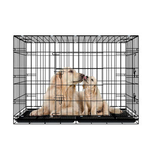 2023 sıcak satış özelleştirilmiş katlanır ağır Metal köpek sandık tek kapı ve çift kapı köpek kafesi - Product Image 2