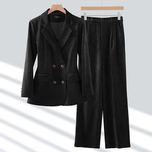<span class=keywords><strong>Veste</strong></span> de costume en <span class=keywords><strong>velours</strong></span> pour femmes haut de gamme pour automne hiver conception épaisse vêtements de travail professionnels à manches longues - Product Image 2