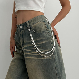 Chaîne de <span class=keywords><strong>pantalon</strong></span> style punk européen et américain, patchwork, élégante, imitation perles, décoration de taille pour le streetwear - Product Image 5