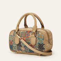 Sac Hobo en Liège et PU pour Femme, Imprimé Ethnique, Style Japonais Coréen, Sac à Bandoulière Vintage avec Fermeture Éclair