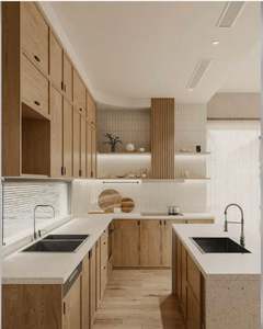 Estética de Cocina Estilo Madera Cruda: Texturas Wabi-Sabi, Diseños Curvos, la Cocina se Siente como un Retiro de Curación Natural - Product Image 2