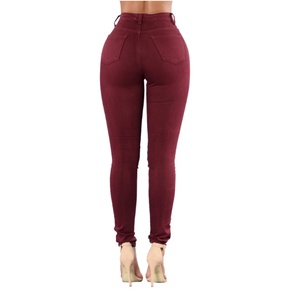 Pantalon en jean skinny déchiré sexy pour femme, coupe longue, grande élasticité, coloré - Product Image 6