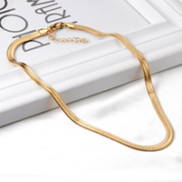 Collier à chaîne à chevrons en or 18 carats plaqué étanche pour hommes femmes bijoux de mode collier à chaîne serpent plat en acier inoxydable