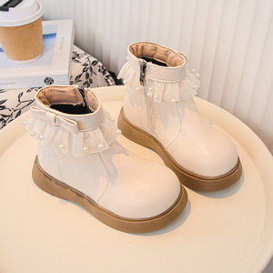 <span class=keywords><strong>Stivaletti</strong></span> da <span class=keywords><strong>bambina</strong></span> 2025 Nuovi Invernali con Perle, Stile Principessa Britannica, in Velluto e Pelle, con Cerniera Laterale e Suola in <span class=keywords><strong>Gomma</strong></span> - Product Image 3