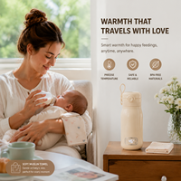 Ensemble de voyage premium pour maman, chauffe-biberon intelligent 16000 mAh, 4 modes de température, tissu en mousseline, brosse en silicone, sangle de transport élégante, 2 ans