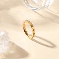 Anneaux en acier inoxydable gravés sur mesure, étoile en zircon, bijoux pour femmes, plaqué or 18 carats PVD, mode féminine, anneau minimaliste empilable