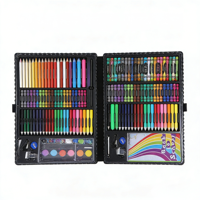 Ensemble de peinture artistique tout-en-un pour enfants, non toxique, lavable, avec crayons de couleur, crayons à l'eau, crayons en bois, pinceaux, pour les élèves du primaire