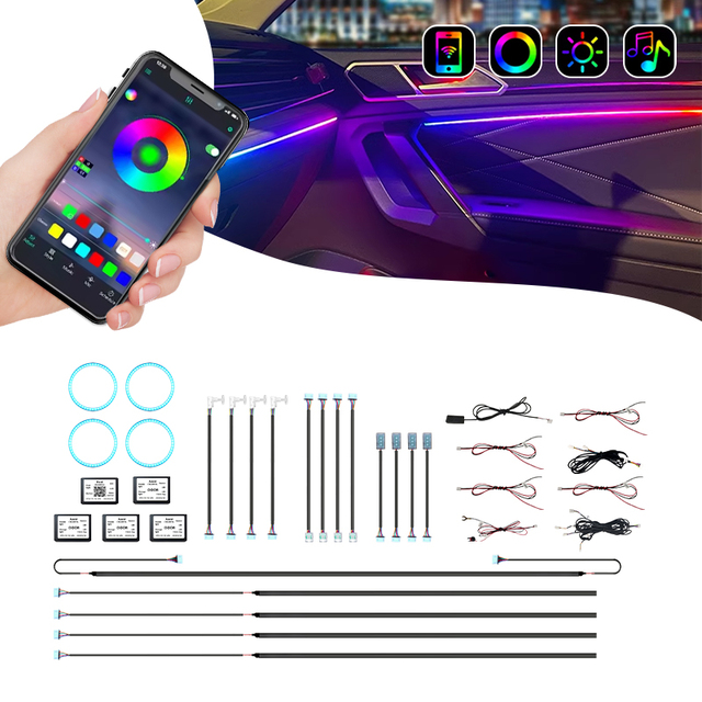 No.1 Selling Factory Custom Car Ambient Light Kit Easy Install Symphony Universal Car Led Lamp RGBIC Led Strip Light