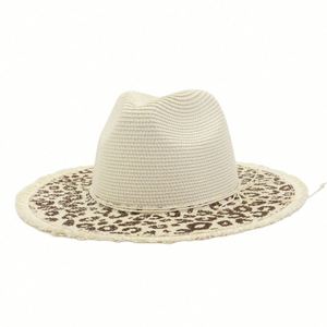 Chapeau de paille imprimé léopard, nouvelle collection printemps-été, protection solaire, pour hommes et femmes, idéal pour la plage et les voyages en extérieur - Product Image 5