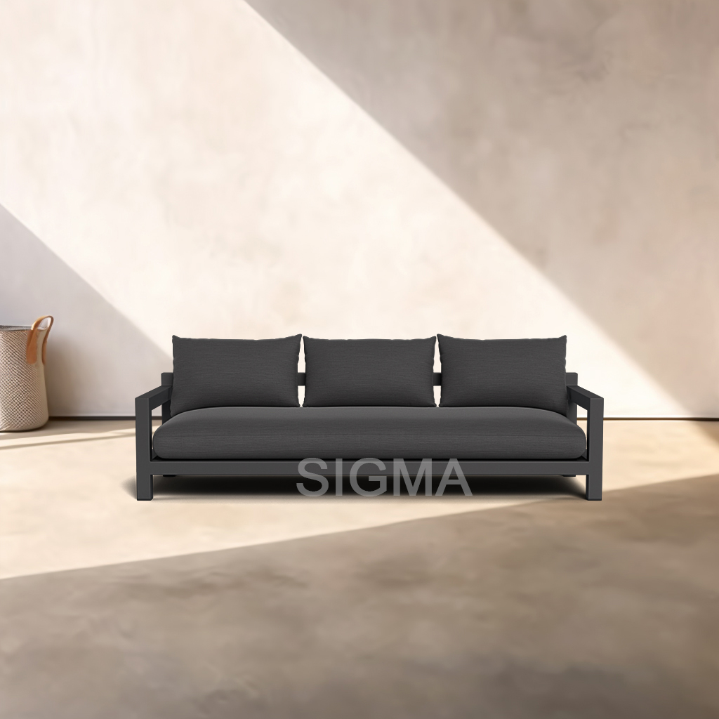 All weather modular aluminum outside waterproof cushioned 3 three seats sofa set
