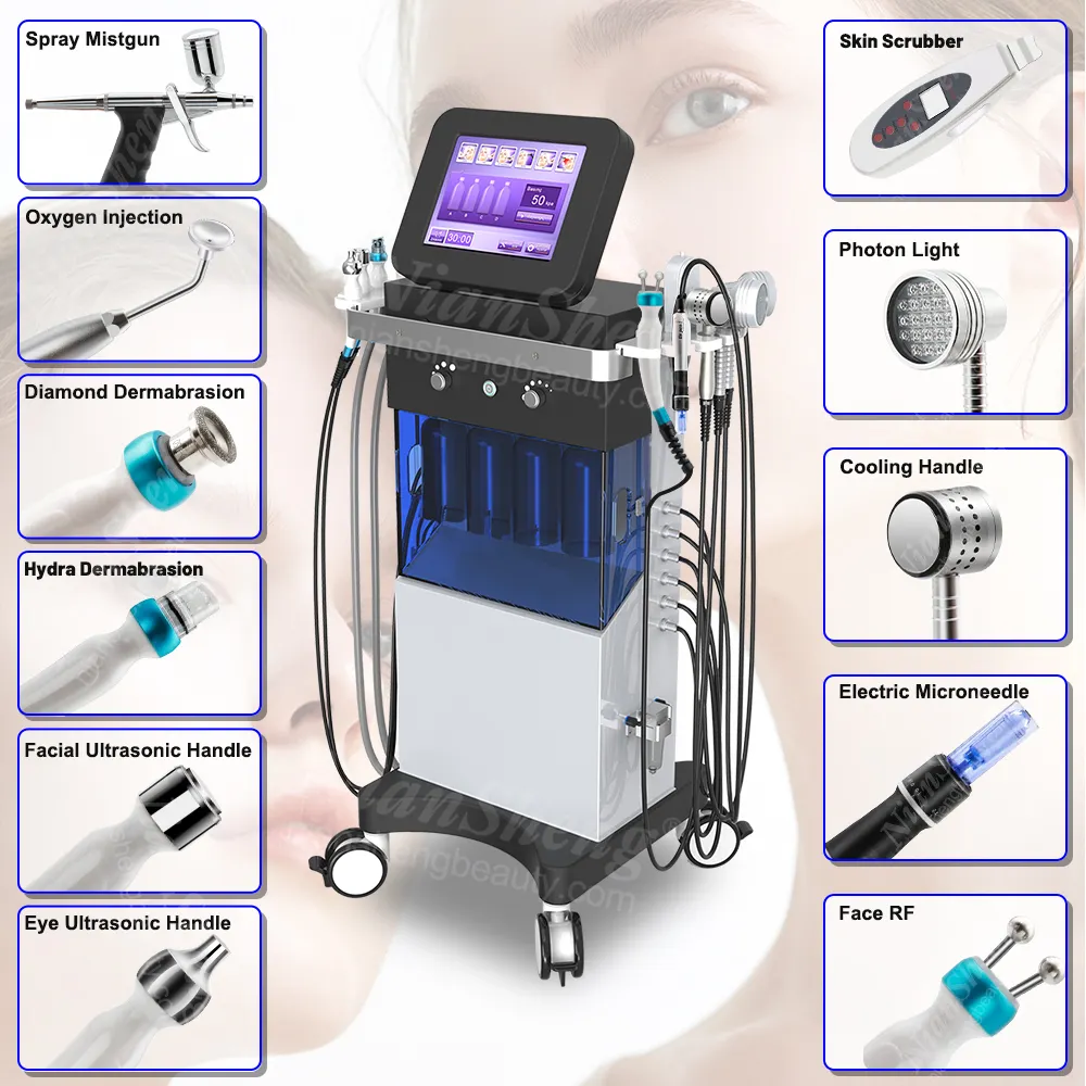 10 in 1 Facial Hydra dermabrasion facials aqua facial cleaning hydro microdermabrasion machine