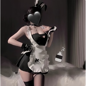 Lencería sexy de Su Xingjia, uniforme de conejita, conjunto de sirvienta, pijama que realza el busto pequeño, estilo QQNY. - Product Image 4