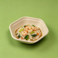 Bol jetable hexagonal en bagasse de canne à sucre 100 % compostable et biodégradable, compatible micro-ondes, pour salades à emporter