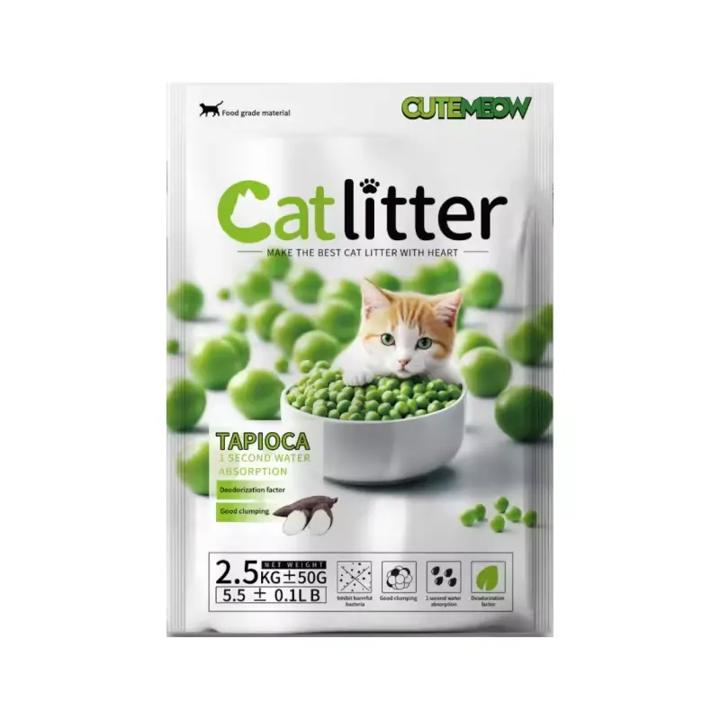 Factory Direct Sale Custom Cassava Tapioca Clumping Cat Litter Sand