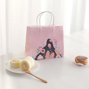 Groothandel <span class=keywords><strong>2</strong></span> Handheld Kraft Papieren Zakken Voor Cake Brood Thee Melk Dranken Afhalen-Voor Cake Winkels & Voedingsindustrie - Product Image 2