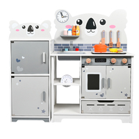 Cuisine en bois sur le thème du koala avec réfrigérateur, cuisinière, évier, four, jeu de simulation de cuisine pour tout-petits, cadeau Montessori