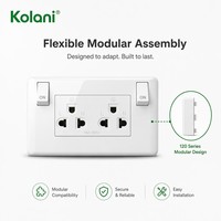 Enchufe de Pared Doble Estándar Tailandés Kolani Tipo 120, 6 Orificios, 16A 250V, Tomacorriente Empotrado, Interruptor Independiente de Encendido/Apagado con Indicador LED