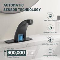 Robinet d'induction moderne en laiton noir HLK, sortie d'eau automatique pour lavabo simple, avec cartouche céramique pour salle de bain