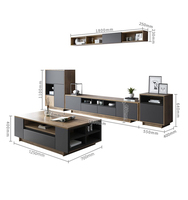CBMmart Table basse, meubles TV et armoires de salon en mélamine à motif bois et contreplaqué noir, design personnalisé