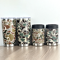 Bouteille d'eau en acier inoxydable avec couvercle, impression UV 3D, motif camouflage canard, logo personnalisé, 12oz, 20oz, 30oz, pour le sport et les activités de plein air
