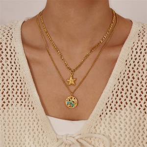 Collar de Moda para Mujer, Personalizado, de Acero Inoxidable, con Colgante de Zirconia, Grabado con Letra o Estrella, Estilo Casual/Deportivo - Product Image 4