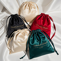 Sac en soie personnalisé avec logo, sac en satin à cordon, pochette anti-poussière réutilisable pour perruques, produits capillaires, flacons de parfum et foulards