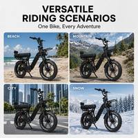Vélo électrique VOMO X70 pour adultes, moteur électronique sans balais 250W, longue autonomie, cadre en aluminium, suspension intégrale, pneus larges