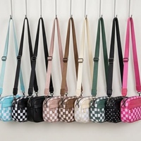 Sac à bandoulière décontracté en nylon à motif personnalisé, sac à bandoulière réglable pour femme, sac à bandoulière à carreaux tendance