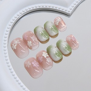 <span class=keywords><strong>Uñas</strong></span> Postizas R975 con Degradado Verde Primavera y Diseño Floral, Estilo Dulce para Chicas, ABS Premium, Disponibles en Stock - Product Image 3