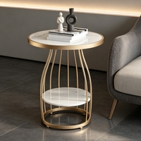 Table d'appoint ronde minimaliste nordique avec plateau en marbre et structure en fer robuste, multifonctionnelle pour salon, canapé, chambre, balcon