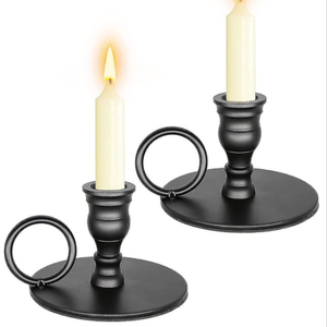 Set of Two <b>Black</b> Finished Candle Holders Handmade Designer Metal Candle Holder Modern <b>Candlestick</b> Handmade Candle Stand - Product Image 1