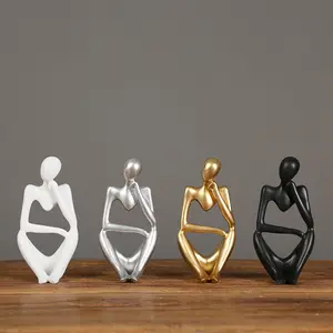 Home Hotel Office Decoration Ornaments Thinking Man statue Sculpture Resin Abstract Thinker Figures