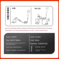 Lecteur de codes-barres 2D filaire industriel portable ZEBRA DS4608SR, résolution optique 3mil, garantie 10 ans, fabriqué en Chine, centre d'appels