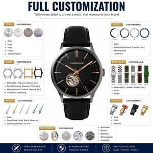 Reloj Automático Miyota 82S0 de Alta Calidad con Logotipo Personalizado OEM, Relojes Mecánicos Esqueletizados con Cristal de Zafiro y Correa de Cuero Genuino para Hombre - Product Image 2