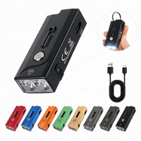 Senter LED Mini Saku dengan RGB & Lampu Kerja Magnetik, Senter EDC Kecil Pipih untuk Berkemah, Rumah, dan Keadaan Darurat