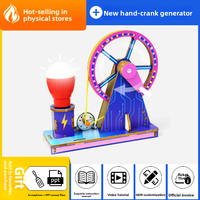 DIY Handkurbel-Generator Multifunktionales STEM-Kit Holz-Physik-Elektrizitäts-Wissenschaftsexperiment-Spielzeug für Kinder Schulprojekt Farbig