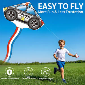 Alta calidad nuevo diseño promocional niños al aire libre larga cola grande coche <span class=keywords><strong>de</strong></span> policía bandera luchador cometas juguetes voladores para niños - Product Image 3