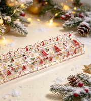Supports de Mahjong de Noël en Acrylique de Luxe avec Poussoirs, Supports Festifs Ondulés pour Tuiles de Mahjong, Idéal pour les Cadeaux de Noël et de Fêtes