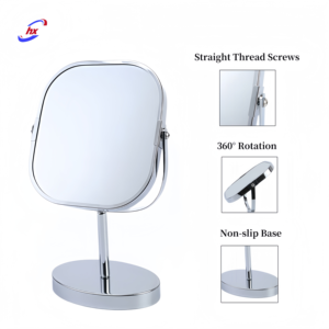 Sản Phẩm Mới Tùy Chỉnh Vuông Kim Loại Khung Vanity Gương 360 Độ Xoay 1X 2X Magnifying Xoay Trang Điểm Gương Cho Salon Nhà Sử Dụng - Product Image 2