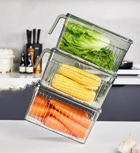 Kitchen Pantry Storage Organizers <b>Clear</b> PET Plastic Eco-Friendly Airtight Refrigerator Storage <b>Containers</b> with Lids and Handles - Product Image 2