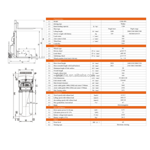 Apilador Eléctrico de Paletas de Doble Elevación de 1500 kg, Altura de Elevación de 1600-3500 mm, Montacargas para Pasillos Estrechos, Fácil Operación - Product Image 6